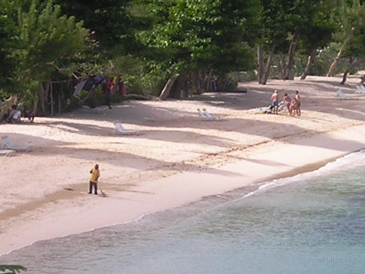 P3110334.JPG - Någon höll på att sopa??? stranden, troligen fixa bort lite av de nattliga uppspolningarna från havet.